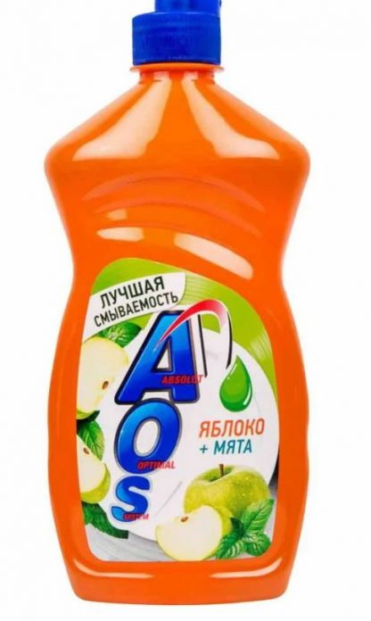 Средство д/мыт.посуды AOS 450гр."Яблоко-мята"