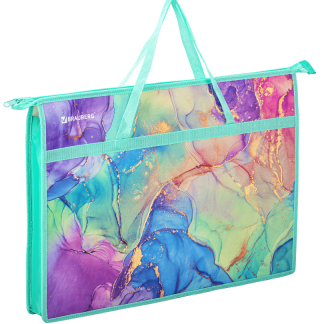 Папка для рисунков и чертежей с ручками BRAUBERG А3, пластик, молния сверху, Marble, 271435