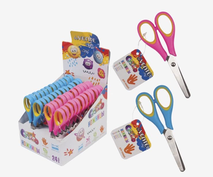 Ножницы детск. д/левшей "DeVENTE. Cosmo Lefthander" 12.4см с линейкой, прорезин. кольца 8010804