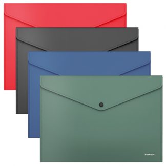 Папка-конверт на кнопке пластиковая ErichKrause Fizzy Classic, непрозрачная, А4, ассорти 50179