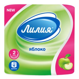 Туалетная бумага "Лилия" Яблоко 2сл 4рул.белый 5635