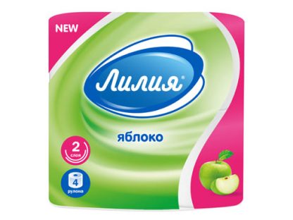 Туалетная бумага "Лилия" Яблоко 2сл 4рул.белый 5635