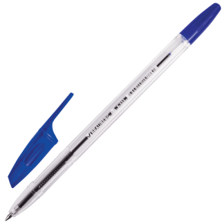 Ручка шариковая синяя BRAUBERG X-333, корпус прозрачный, узел 0,7мм, линия 0,35мм, 142405