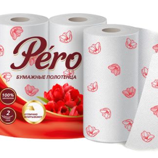 Полотенца бумажные Pero Tulip 2-х сл.2рул 12 в тр.уп., белый цв.