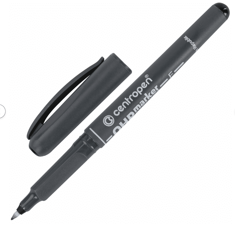 Маркер перманентный для любой гладкой поверхности ЧЕРНЫЙ CENTROPEN "OHP", 0,6 мм, 2636, 151113