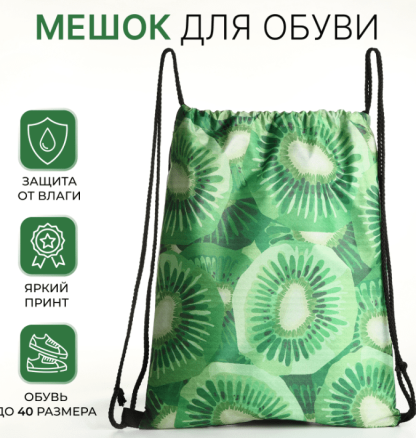 Мешок для обуви Киви, 32*0,5*40 см, отд на шнурке, зеленый   10205752, шт