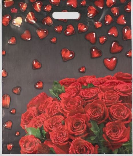 Пакет "Мармеладные сердечки", полиэтиленовый с вырубной ручкой, 38х45 см, 60 мкм 3285407