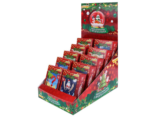 Новогодний пазл с предсказаниями 24 элемента Предсказания в картинках (10 шт в шоубоксе) ИН-7036