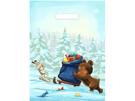 Пакет Н,Г, с пласт. ручкой 37х35 90мкм "Бутик" Новогодняя доставка