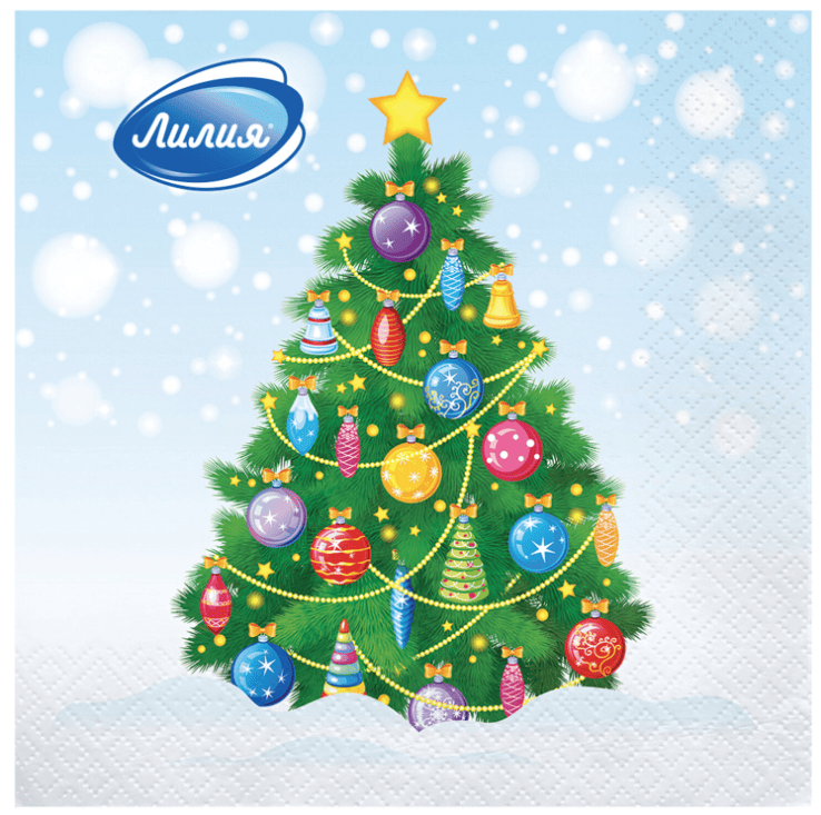Салфетки бумажные 20 шт., 33х33 см, "Новогоднее чудо", 2-х слойные, ЛИЛИЯ, ш/к 83057