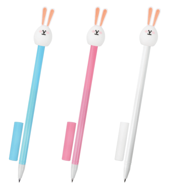 Ручка шариковая синяя с топпером ЮНЛАНДИЯ "Ушастый зайка", корпус ассорти, узел 0,7мм, 143782