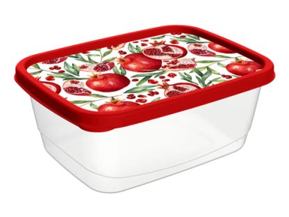 Контейнер для продуктов прямоугольный 0,5л с декором (красный)