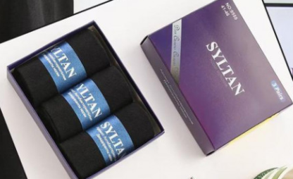 Носки мужские в коробке, ручка в подарок, SYLTAN 9559