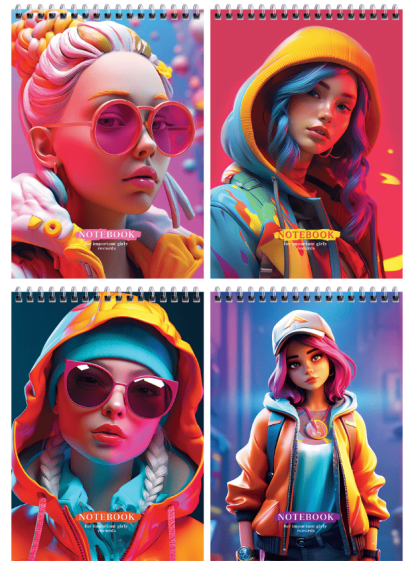Блокнот А5 гребень (крепление сверху) 60л. Б5гр60 12772 Important girl (твердая подложка)