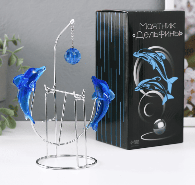 Маятник "Дельфины" друг напротив друга с шариком 9 х 15 х 19,5 см 574184