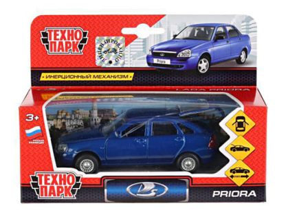 379604 Машина металл LADA PRIORA ХЭТЧБЕК 12 см, дв.,багаж.,инерц., синий,кор.Технопарк в кор.2*24шт