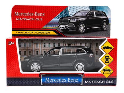 384354 Машина металл MERCEDES-BENZ gls maybach 12см, дв,баг,ин,черный, кор. Технопарк в кор.2*36шт