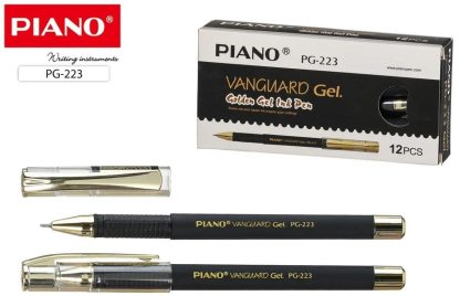 Гелевая ручка черная  игол. након. 0,5мм  "Piano PG-223 VANGUARD Gel." , чёрн. корп. Soft