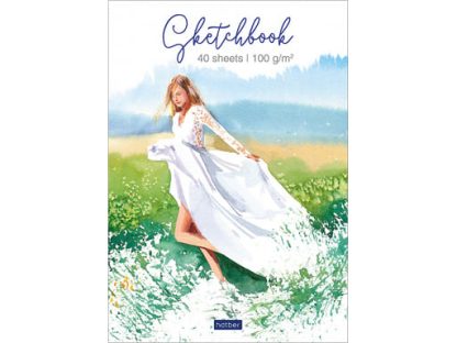 "Premium" Блокнот SketchBook 40л А5ф без линовки 100г/кв.м отрывная склейка глянц. ламин. жесткая по