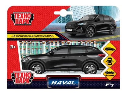 384355 Машина металл HAVAL "haval f7", длина 12 см, дв, багаж, инер, черный, в кор. Технопарк