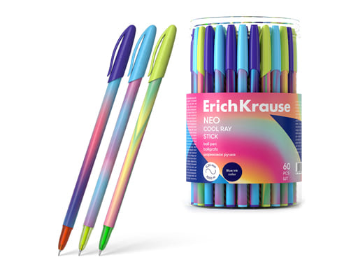 Ручка шариковая синяя ErichKrause Neo® Stick Cool Ray 0.7, Super Glide Technology