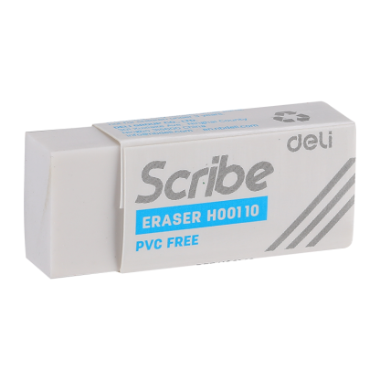 Ластик DELI EH00110 42x17x10мм белый, в карт. футляре