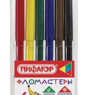 Фломастеры ПИФАГОР "Веселая такса", 6 цветов, вентилируемый колпачок, 151396