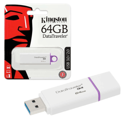 Флешка USB 3 64 Гб Kingston DataTravaler G4, белая