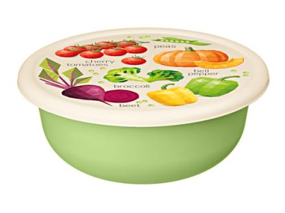 Миска 1,2л с крышкой с декором (салатовый)