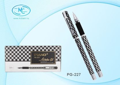 Ручка гелевая черная «Piano Artistic Gel» PG-227 рисунок-шашки, игольчатый нак ,стерж 130мм