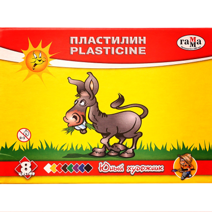 Пластилин 8цв. Гамма со стеком "Юный художник" 280043