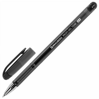 Ручка гелевая черная BRAUBERG Profi-Gel TONE, линия 0,4мм, 144127