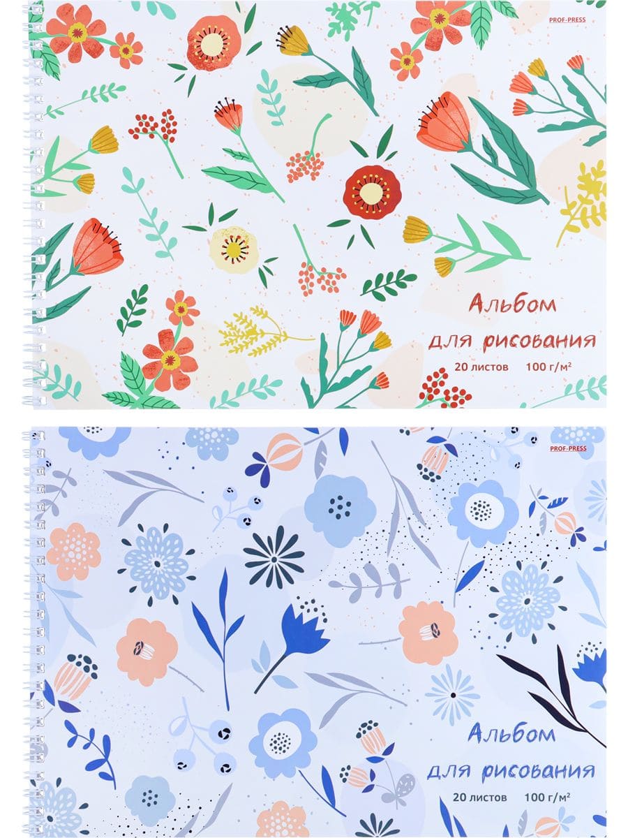 Альбом д/рисования 20л. на гребне 20-5107 Цветочки