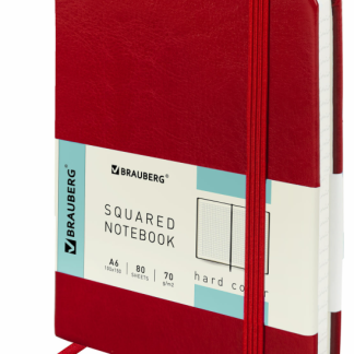 Блокнот МАЛЫЙ 100x150мм А6, BRAUBERG Metropolis Special, под кожу, 80л, клетка, красный, 111581