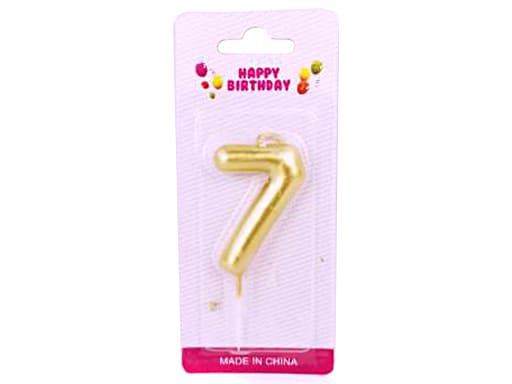 Свеча для торта "7" "ЦИФРЫ СЕРЕБРО ЗОЛОТО арт.Q-0904-1