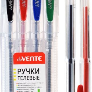 Набор гел. ручек 4цв. «deVENTE» 5051030 0,5мм прозр.корп., мет.након.