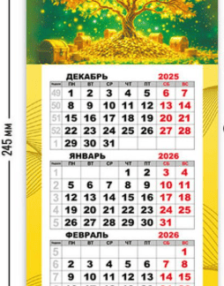 Календарь мини-трио на магните 2026 денежное дерево  9373