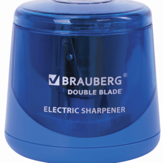 Точилка электрическая BRAUBERG DOUBLE BLADE BLUE, двойное лезвие, питание от 2 батареек AA, 229605