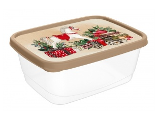 Контейнер для продуктов прямоугольный 0,85л с декором "Игрушки" (бежевый)