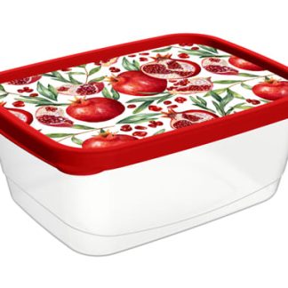 Контейнер для продуктов прямоугольный 0,5л с декором (красный)