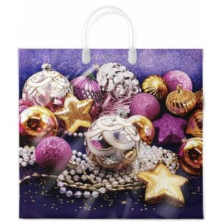 Пакет ПЭ с пластмассовыми ручками 37х34+6 (80)  НГ (Самоцветы) Интерпак ПЛР62905