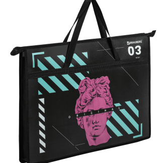 Папка для рисунков и чертежей с ручками BRAUBERG А3, пластик, молния сверху, The Original, 271436