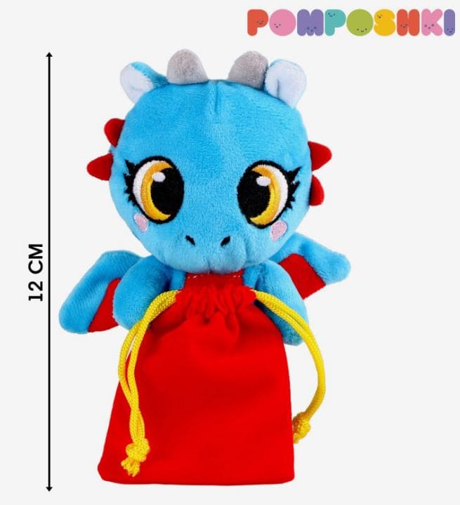 Pomposhki Игрушка мягкая Дракончик Голубой с мешочком для конфет 9428843