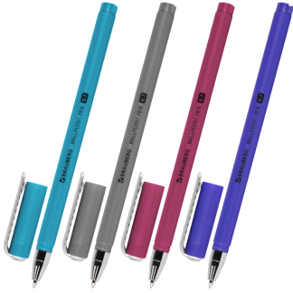 Ручка шариковая синяя BRAUBERG SOFT TOUCH STICK "METALLIC", мягкое покрытие, ассорти, 0,7мм,143699