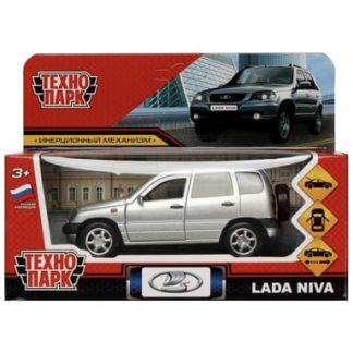 370287 Машина металл LADA NIVA 12 см, двери, багаж, инерц, серебристый, кор. Технопарк в кор.2*36шт