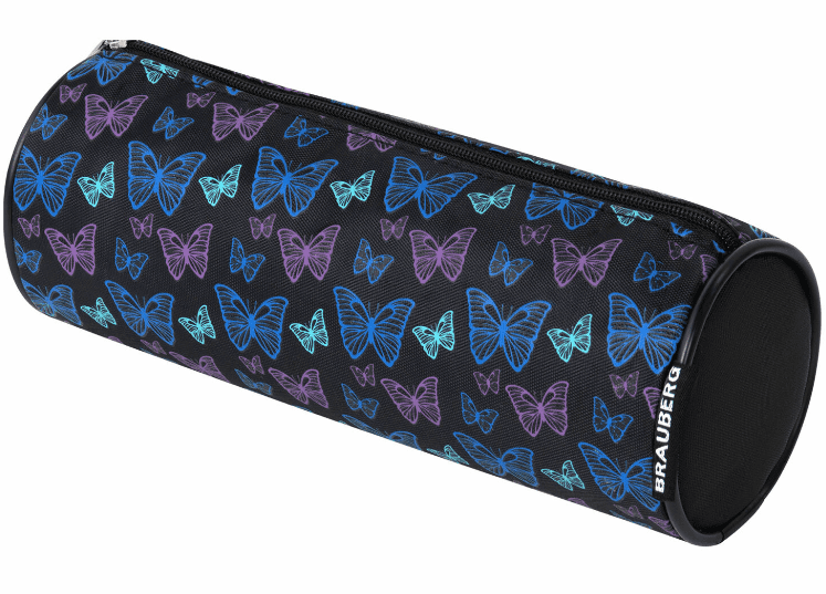 Пенал-косметичка BRAUBERG, Fly aways, черный, 20х7х7 см, 272296