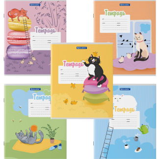 Тетрадь 12л. BRAUBERG линия, обложка картон, ОЗОРНЫЕ КОТЫ, 106472