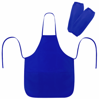 Накидка фартук с нарукавниками для труда ПИФАГОР, 3 кармана, уменьш. размер, 39х49 см, синий, 270920