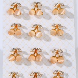 Брошь "Вишенки" наливные, цвет белый в жёлтом золоте 7842231