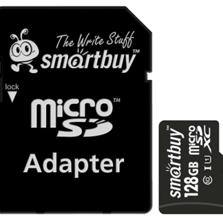 Карта памяти microSDXC 128GB SMARTBUY, UHS-1 U1, 80 Мб/сек (class 10), с адаптером, SB128GBSDCL10-01